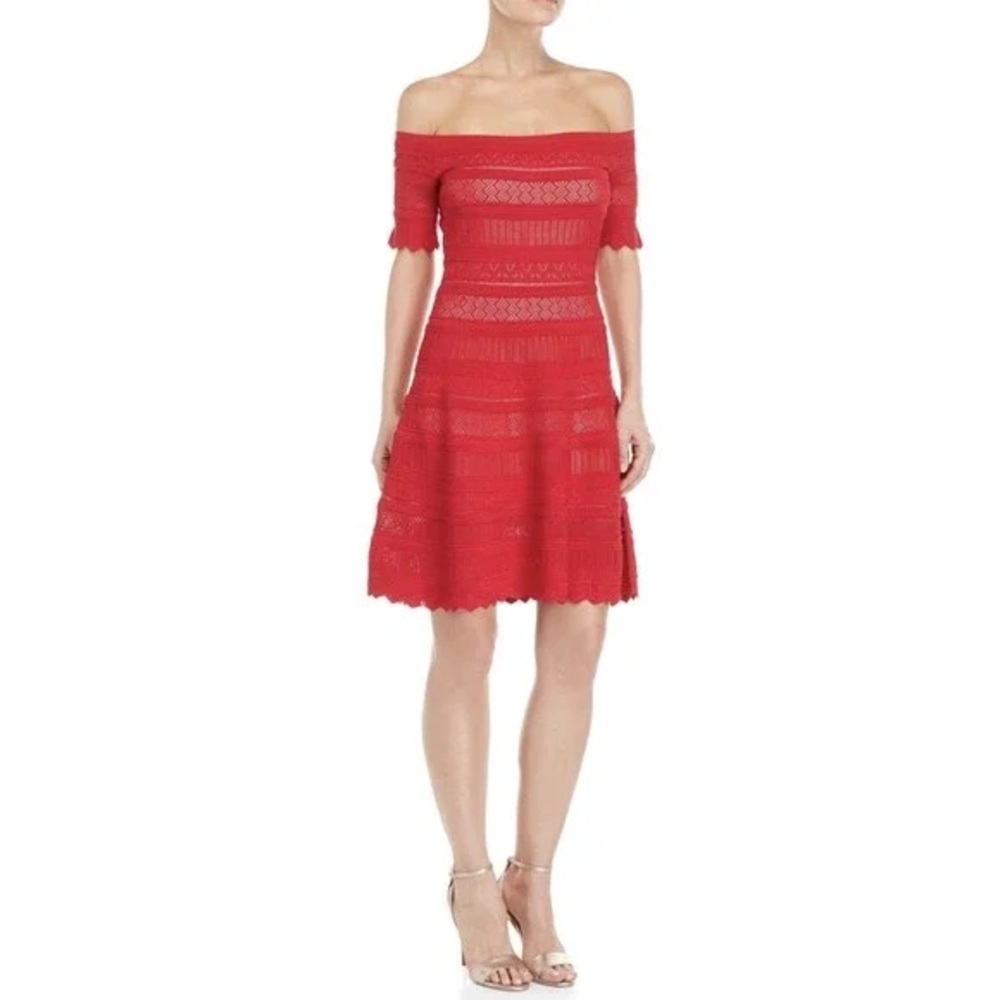 Foxiedox lace eyelet off the shoulder dress